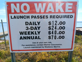 Pricing sign at Waskesiu Lake Marina