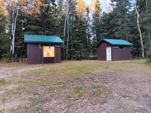 Outhouses near launch.