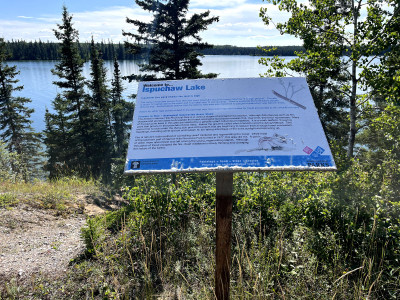 Lake information sign.