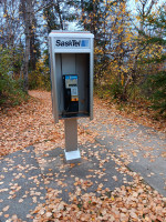 Phone booth near the beach. 