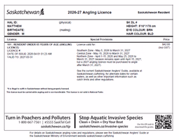 My new fishing licence.