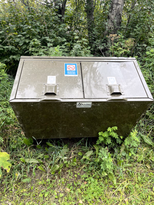 Garbage cans.