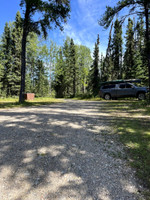 Truck parked near boat launch.