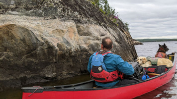 visiting some of the rock paintings found on the lake