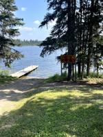 Boat launch and sign.