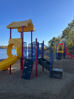 Playground equipment on the beach.