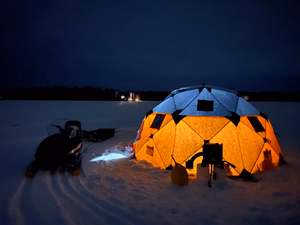 Ice camping and fishing 