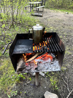 Making a coffee at the campground!