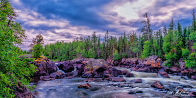 Pink River Falls. It flows into that lake