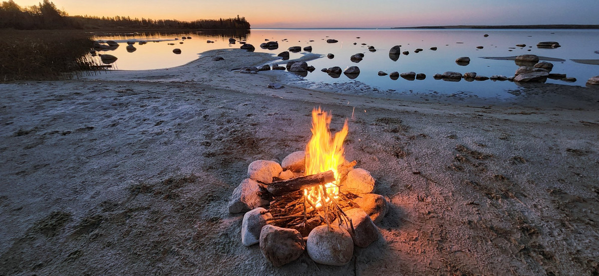 Our 'secret' beach at Candle Lake in October 
