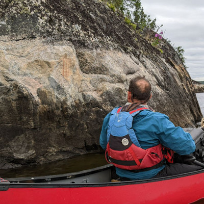 visiting some of the rock paintings found on the lake