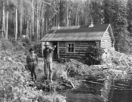 Anahereo and Grey Owl at the cabin.