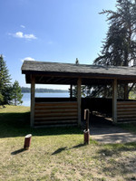 Covered picnic area by the beach