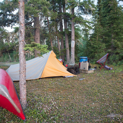 Campsite on a island on Drinking Lake