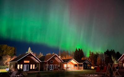 Beautiful display of the aurora over Aurora Skies Resorts.