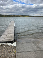 Cement boat launch and dock.