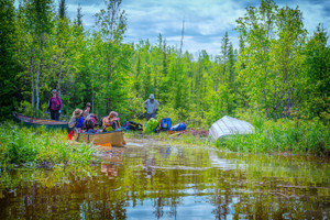 end of the portage entering the lake