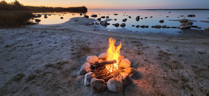 Our 'secret' beach at Candle Lake in October 