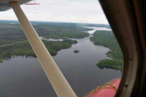 Looking at Otter Rapids and Devil lake from the air