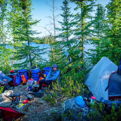 small campsite on the southern shore