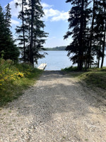 Gravel road down to boat launch.