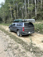 My truck parked near trailhead on side of road.