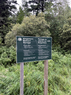 Rail cart signage.