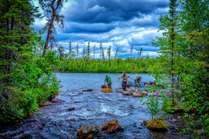 stream the flows out of lake in the north