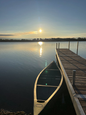 My canoe at the boat launch dock.